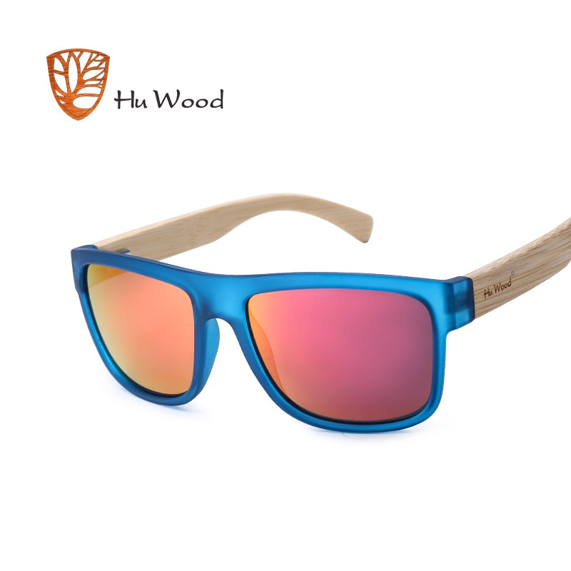 HU WOOD-gafas de sol con degradado de mar para hombre, lentes de bambú rojo, UV400, GR8010, 2017