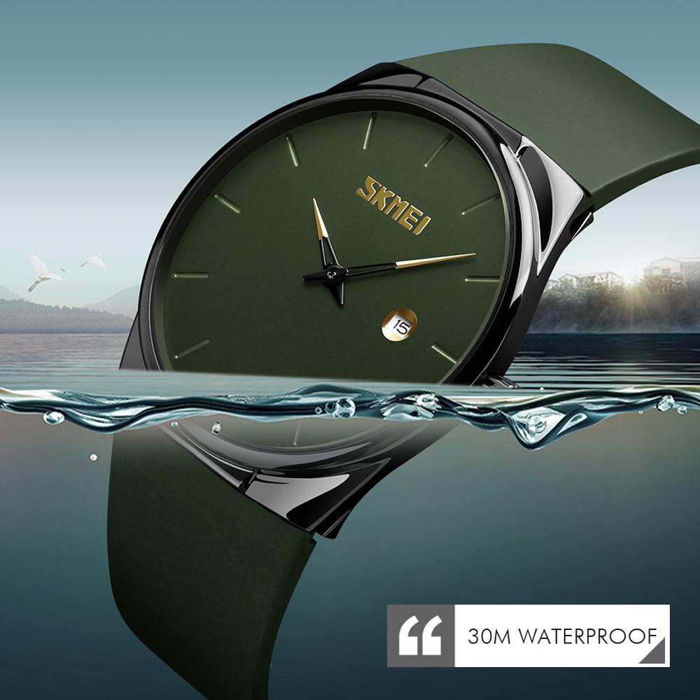 SKMEI para Hombres y Mujeres Reloj de moda con correa de PU resistente al agua y esfera pequeña en color verde militar. ¡Un reloj elegante y funcional para ambos!  VIENE CON CAJA⌚💧🌿