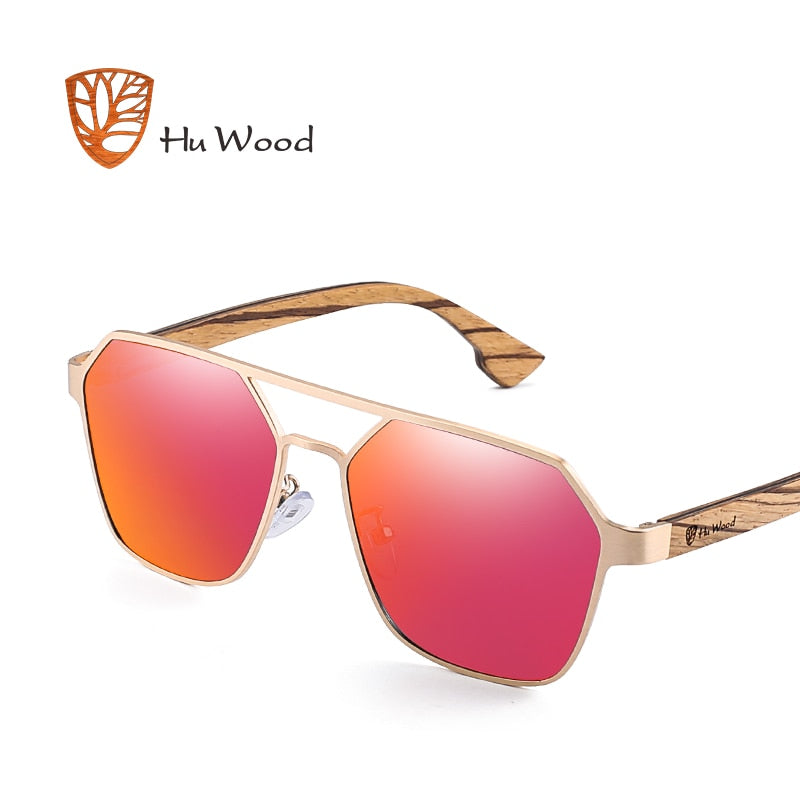 Hu Wood-gafas de sol polarizadas para hombre, lentes rojas hechas a mano, de marca a la moda, geniales, UV400, de alta calidad, con estuche, GR8039