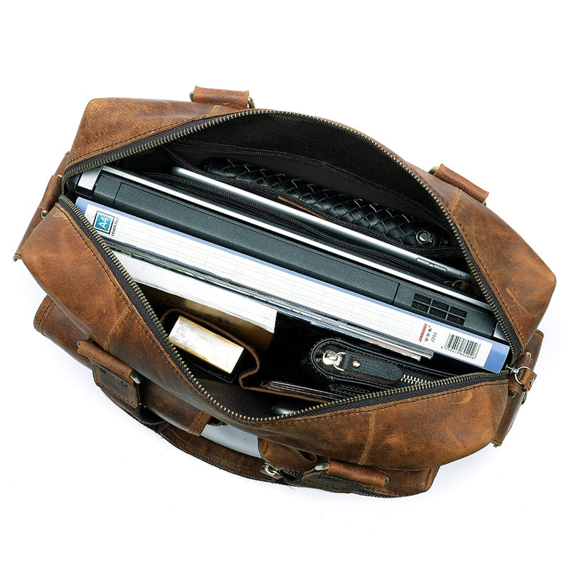 Mva-maletn De Cuero Genuino Para Hombre Bolsa De Mensajero Para Ordenador Porttil De O