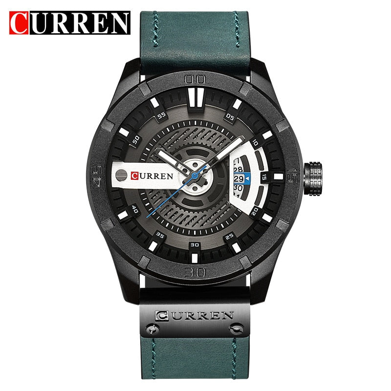 CURREN hombres relojes deportivos militares cuero. CAJA DE REGALO.