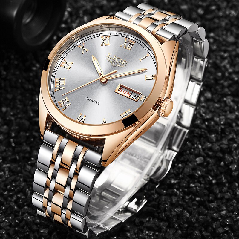 2021 ⌚ LIGE Nuevo Reloj de Mujer en Oro Rosa 💼🌹 Reloj de Cuarzo de Negocios para Mujeres, Marca de Lujo Superior ⌚👩 Reloj de Pulsera Femenino 🕰️👧 Reloj Elegante Relogio Feminino 💫