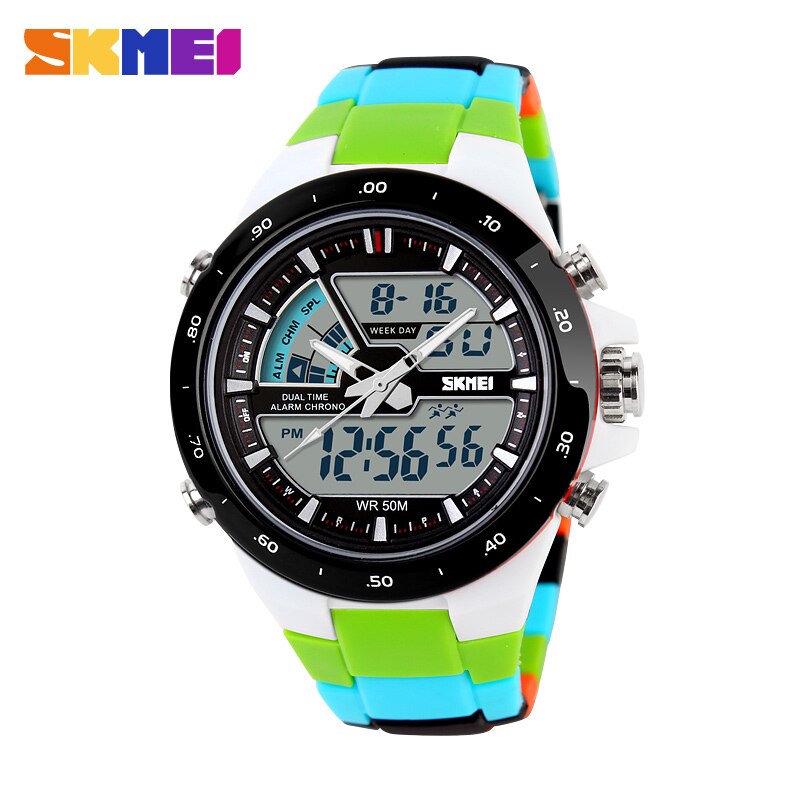 SKMEI Reloj deportivo SKMEI para hombres, resistente al agua hasta 5ATM, con pantalla digital y funciones multifuncionales. Ideal para actividades deportivas y de moda masculina.