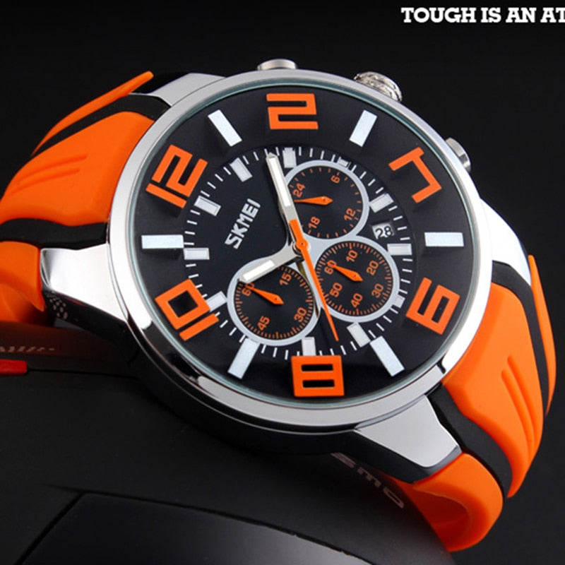 SKMEI ¡Presentamos el "Reloj SKMEI Cronógrafo" para hombres! Un reloj deportivo de lujo, resistente al agua y con movimiento de cuarzo. ¡El complemento perfecto para el hombre moderno en 2018! ⌚🏆