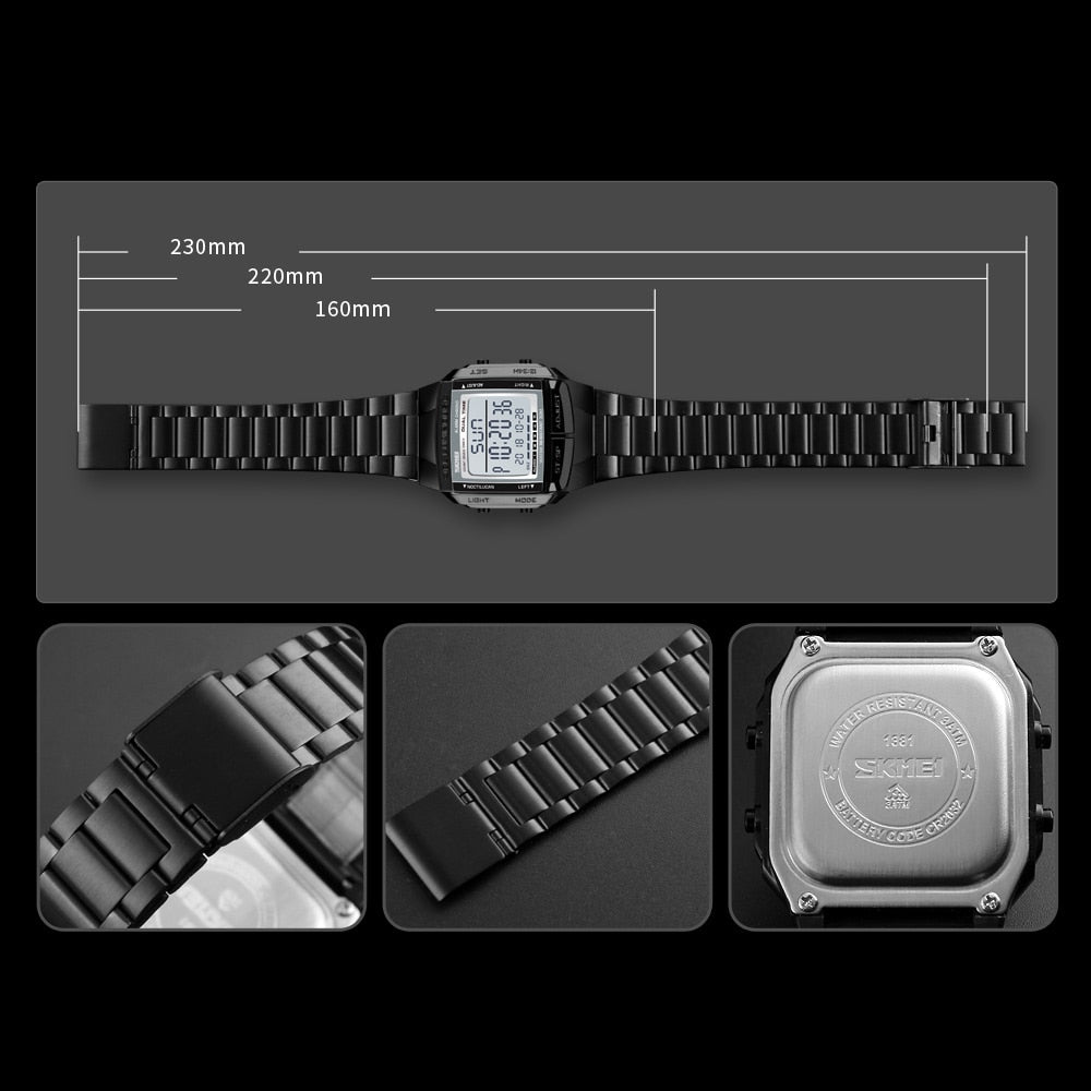 SKMEI Reloj electrónico SKMEI para deportes militares, de lujo y resistente al agua. Reloj digital LED para hombres, marca top. ¡Relogio Masculino perfecto para tus aventuras! ⌚💧🏃‍♂️🏄‍♂️