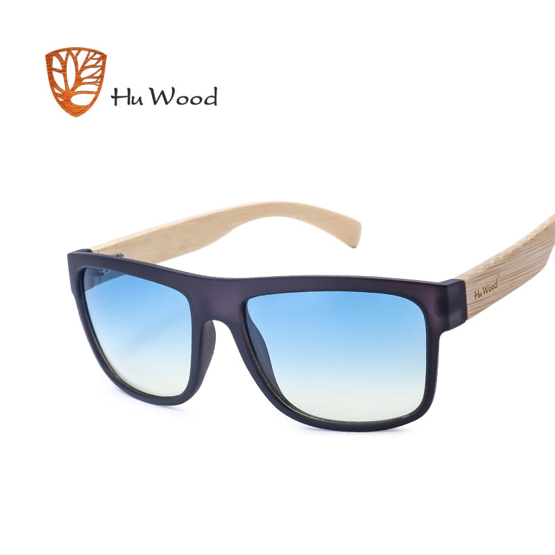 HU WOOD-gafas de sol con degradado de mar para hombre, lentes de bambú rojo, UV400, GR8010, 2017