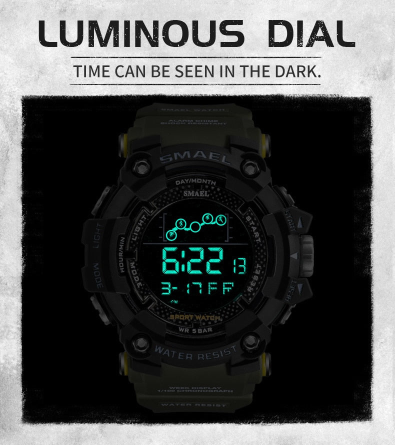 SMAEL Un reloj militar deportivo y resistente al agua, con funciones digitales de cronómetro. ¡Un reloj electrónico masculino perfecto para aventuras y deportes! ⌚🏃‍♂️💦