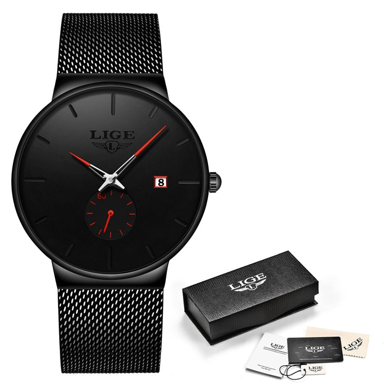 LIGE ⌚👨‍💼 Reloj ejecutivo de lujo para hombres 💼💎  Cronógrafo de cuarzo ultra delgado ⌚🔧💼  Ideal para regalo 🎁👔  Relojes de cuarzo 💎⌚