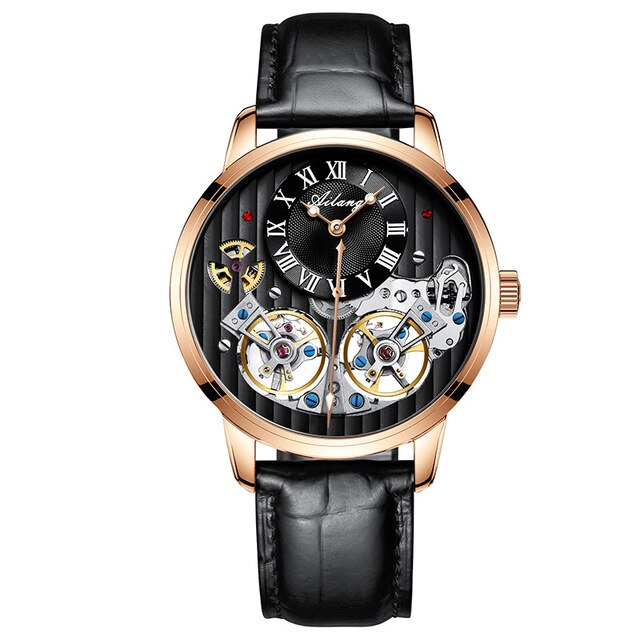 AILANG de calidad AAA con Doble Tourbillon! 💎 Este impresionante reloj suizo de alta gama te ofrece una experiencia única en precisión y estilo. Este reloj es la combinación perfecta de artesanía y lujo. ¡Lleva tu estilo al siguiente nivel con AILANG! 💼🎩