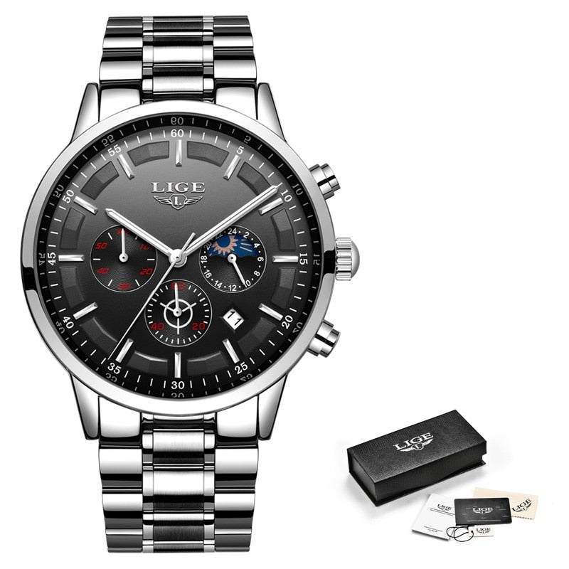 LIGE Moda Deporte Cuarzo Reloj Relojes Hombres Marca Superior Negocios Reloj Impermeable 💼🕶️ Relogio Masculino 💪🏼💦