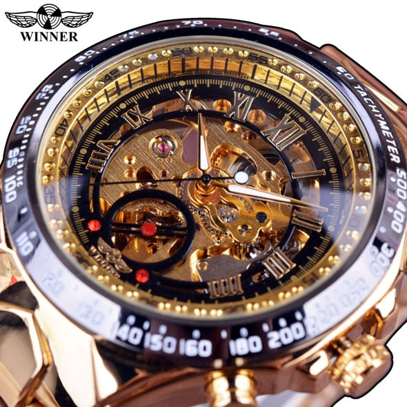 Winner Esta elegante "Montre Homme" cuenta con un movimiento automático y un esqueleto que lo hace único. ¡Un reloj de primera categoría para hombres con gusto por el lujo y el estilo deportivo! ⌚🏆