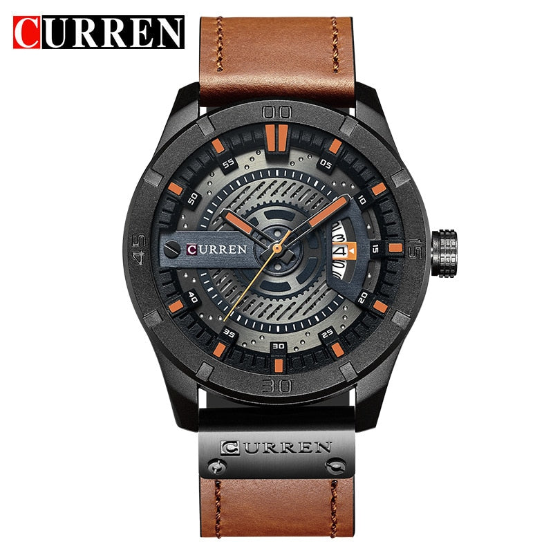 CURREN hombres relojes deportivos militares cuero. CAJA DE REGALO.