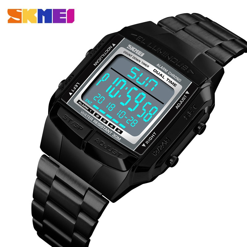 SKMEI Reloj electrónico SKMEI para deportes militares, de lujo y resistente al agua. Reloj digital LED para hombres, marca top. ¡Relogio Masculino perfecto para tus aventuras! ⌚💧🏃‍♂️🏄‍♂️