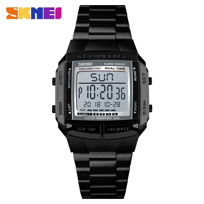 SKMEI Reloj electrónico SKMEI para deportes militares, de lujo y resistente al agua. Reloj digital LED para hombres, marca top. ¡Relogio Masculino perfecto para tus aventuras! ⌚💧🏃‍♂️🏄‍♂️