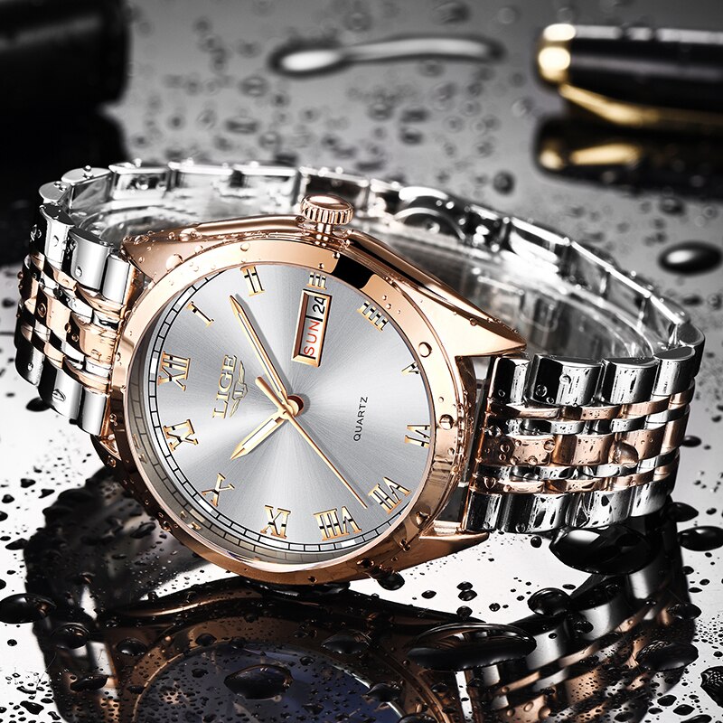 2021 ⌚ LIGE Nuevo Reloj de Mujer en Oro Rosa 💼🌹 Reloj de Cuarzo de Negocios para Mujeres, Marca de Lujo Superior ⌚👩 Reloj de Pulsera Femenino 🕰️👧 Reloj Elegante Relogio Feminino 💫