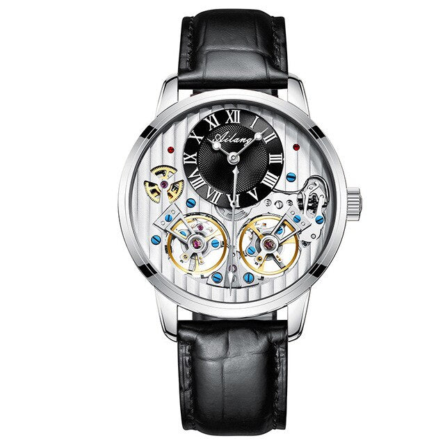 AILANG de calidad AAA con Doble Tourbillon! 💎 Este impresionante reloj suizo de alta gama te ofrece una experiencia única en precisión y estilo. Este reloj es la combinación perfecta de artesanía y lujo. ¡Lleva tu estilo al siguiente nivel con AILANG! 💼🎩
