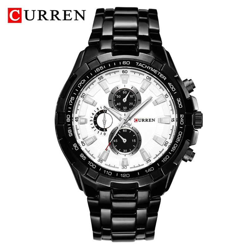 CURREN-reloj analógico de acero inoxidable para hombre, accesorio de pulsera de cuarzo resistente al agua con calendario, complemento masculino deportivo de marca de lujo con diseño militar, 8023