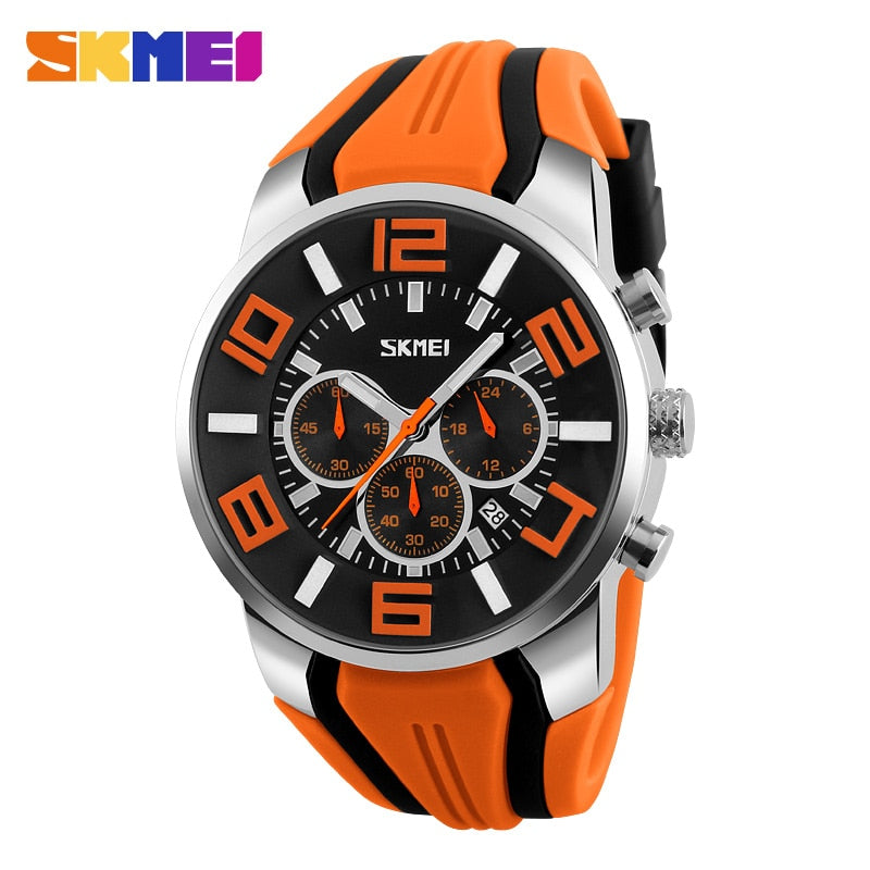 SKMEI ¡Presentamos el "Reloj SKMEI Cronógrafo" para hombres! Un reloj deportivo de lujo, resistente al agua y con movimiento de cuarzo. ¡El complemento perfecto para el hombre moderno en 2018! ⌚🏆