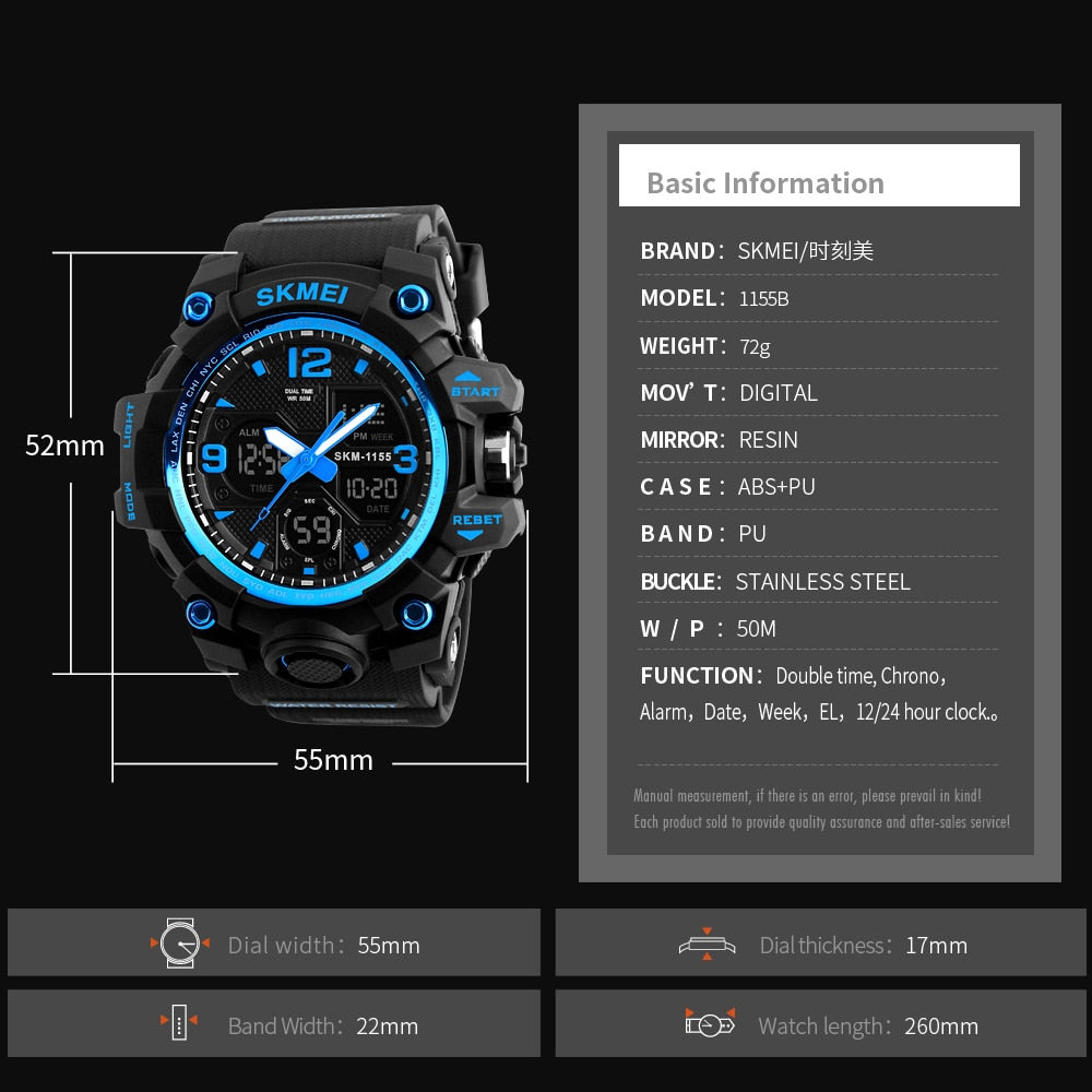 SKMEI - Relojes digitales deportivos para hombres, a la moda, resistentes al agua y a los golpes. Relojes de pulsera electrónicos militares para hombres. ⌚💦💥