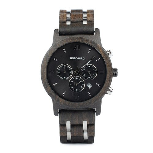 BOBO BIRD-Reloj de madera para hombre y mujer