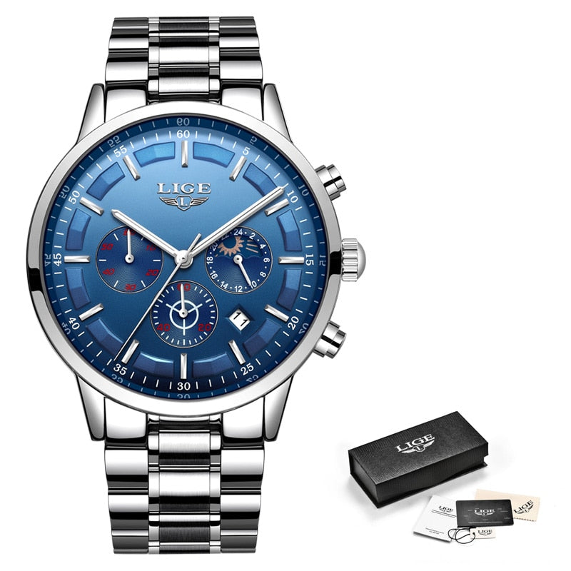 LIGE Moda Deporte Cuarzo Reloj Relojes Hombres Marca Superior Negocios Reloj Impermeable 💼🕶️ Relogio Masculino 💪🏼💦