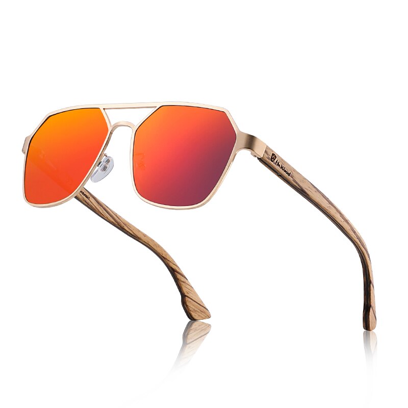 Hu Wood-gafas de sol polarizadas para hombre, lentes rojas hechas a mano, de marca a la moda, geniales, UV400, de alta calidad, con estuche, GR8039