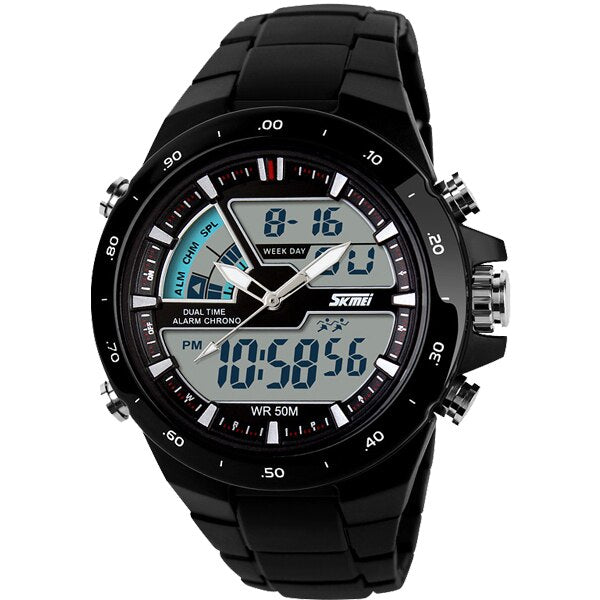 SKMEI Reloj deportivo SKMEI para hombres, estilo militar y casual, con movimiento de cuarzo, resistente al agua, correa de silicona, función de choque. Reloj masculino S-Shock 🕰️🚀 ¡Perfecto para hombres deportistas y activos! 💪🏃‍♂️🏊‍♂️🚴‍♂️🏋️‍♂️🎾