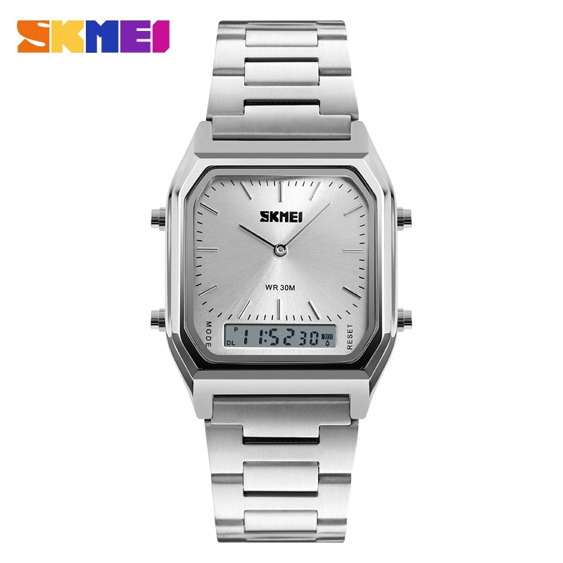 SKMEI moda casual, cuarzo, cronógrafo digital, luz de fondo, resistente al agua, hora dual, modelo 1220. COLORES
