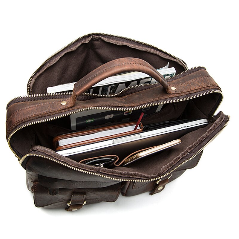 WESTAL bag men's genuine leather men's briefcase laptop bag leather office bags for men's documents bussiness briefcase handbag