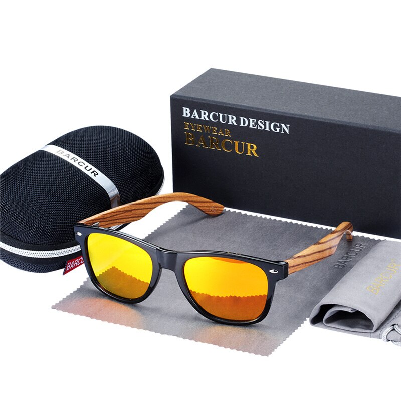 BARCUR  "Gafas de Sol Polarizadas de Madera de Zebra"! Hechas a mano con un elegante marco de madera vintage, ideales para los hombres que conducen. ¡Incluyen una caja para su cuidado! 🕶️🚘