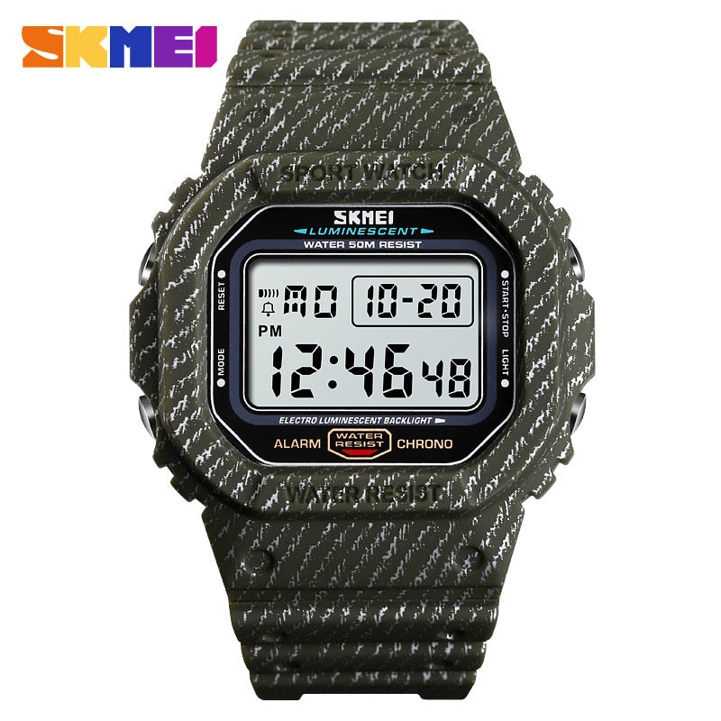 SKMEI Reloj digital resistente al agua 5Bar con alarma, diseño estilo cowboy militar. ¡Un reloj de moda para hombres! ⌚🏕️🤠