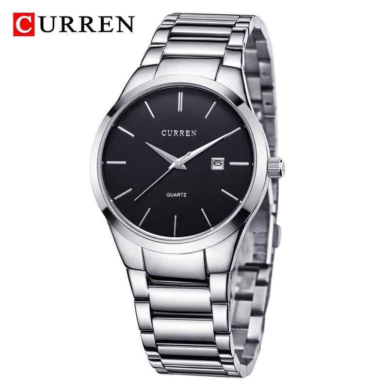 CURREN ⌚️💼  Reloj de lujo para hombre con correa de acero delgada y resistente al agua. 💼⌚️