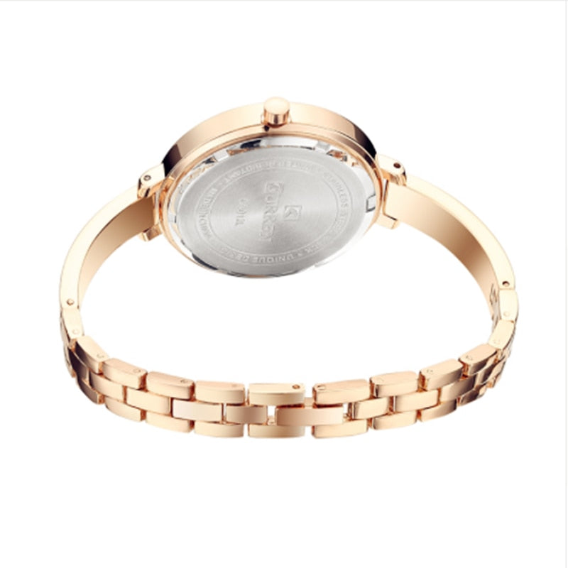 CURREN-Relojes de moda, dorados, para mujer, de acero inox., ultrafino, cuarzo, romántico.