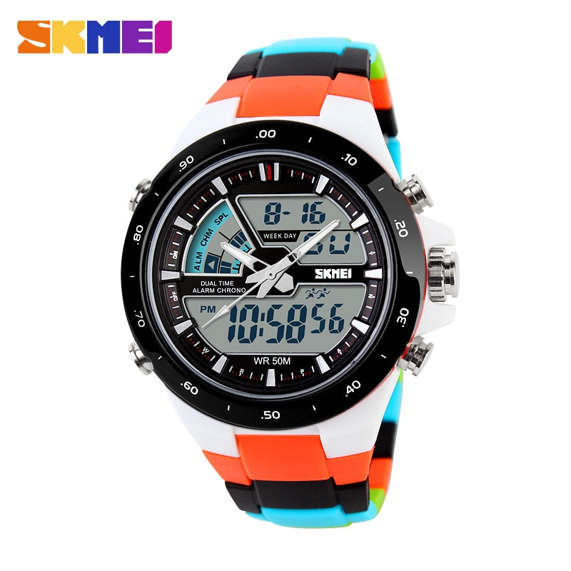 SKMEI Reloj deportivo SKMEI para hombres, resistente al agua hasta 5ATM, con pantalla digital y funciones multifuncionales. Ideal para actividades deportivas y de moda masculina.