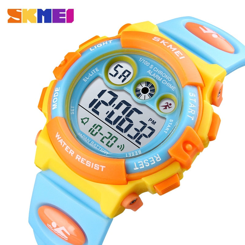 SKMEI Reloj deportivo para niños de la marca SKMEI, resistente al agua y con pantalla LED digital. Un lujoso reloj electrónico para niños y niñas, ideal como regalo. ⌚💦🎁