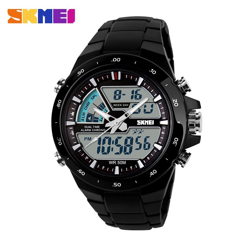 SKMEI Reloj deportivo SKMEI para hombres, resistente al agua hasta 5ATM, con pantalla digital y funciones multifuncionales. Ideal para actividades deportivas y de moda masculina.