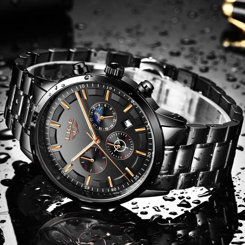 LIGE Moda Deporte Cuarzo Reloj Relojes Hombres Marca Superior Negocios Reloj Impermeable 💼🕶️ Relogio Masculino 💪🏼💦
