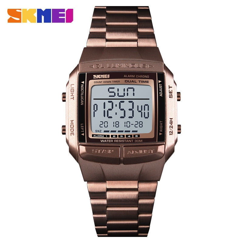 SKMEI Reloj electrónico SKMEI para deportes militares, de lujo y resistente al agua. Reloj digital LED para hombres, marca top. ¡Relogio Masculino perfecto para tus aventuras! ⌚💧🏃‍♂️🏄‍♂️