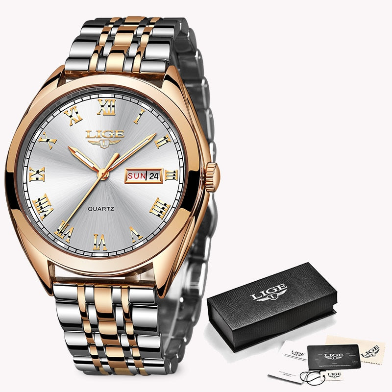 2021 ⌚ LIGE Nuevo Reloj de Mujer en Oro Rosa 💼🌹 Reloj de Cuarzo de Negocios para Mujeres, Marca de Lujo Superior ⌚👩 Reloj de Pulsera Femenino 🕰️👧 Reloj Elegante Relogio Feminino 💫