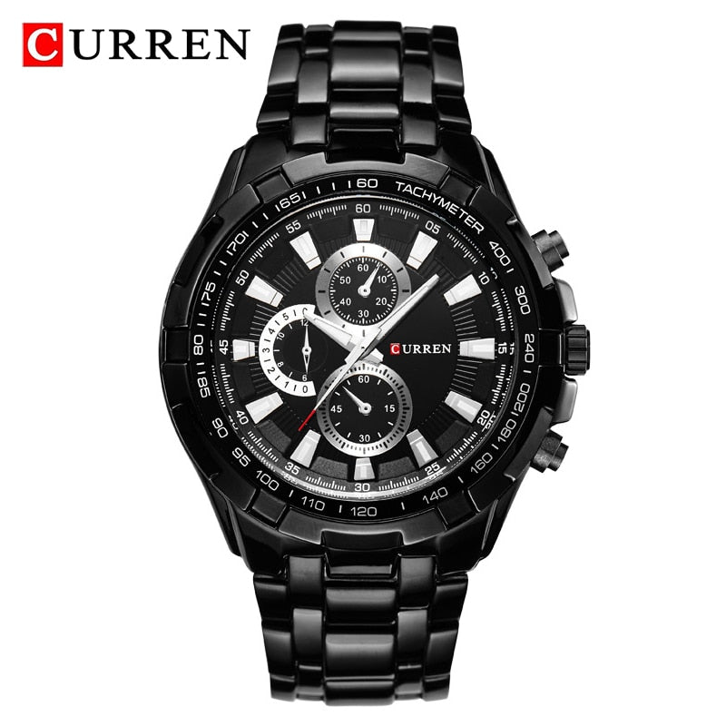 CURREN-reloj analógico de acero inoxidable para hombre, accesorio de pulsera de cuarzo resistente al agua con calendario, complemento masculino deportivo de marca de lujo con diseño militar, 8023