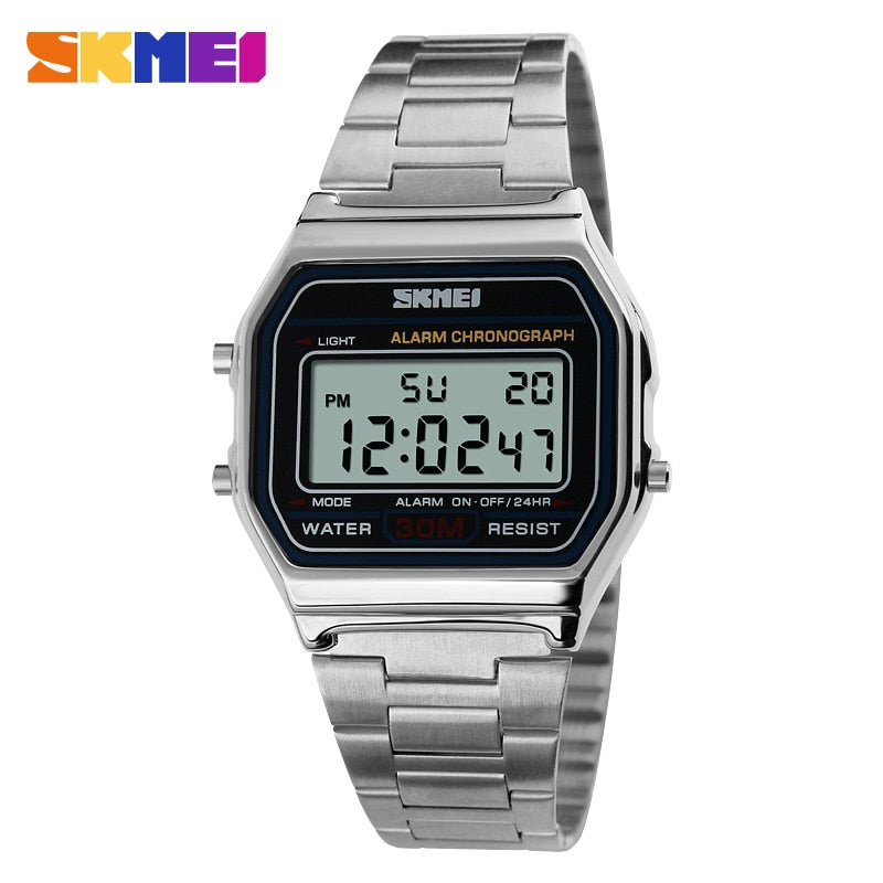 Reloj Deportivo Digital LED de Lujo de la Marca SKMEI, Moda Casual, Reloj de Pulsera Dorado para Hombres, de Acero Inoxidable, Resistente al Agua. ⌚️🏆