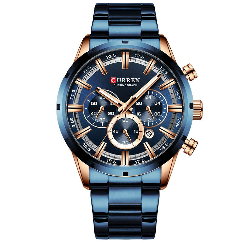 ⌚️ CURREN – Reloj CURREN para hombre, deportivo y elegante 💪💼. Movimiento de cuarzo, correa de acero inoxidable. Resistente al agua 💦 y con cronógrafo ⏱️. ¡Un complemento masculino imprescindible! 👔👨‍💼