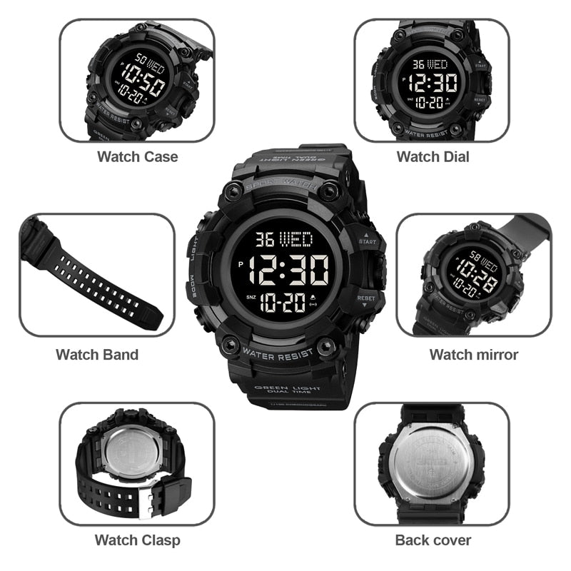 SKMEI Reloj Electrónico de Lujo SKMEI con Doble Hora, Moda Exterior, Cuenta Regresiva, Cronómetro y Reloj Digital para Hombres. Marca Original SKMEI. ⌚️🏆
