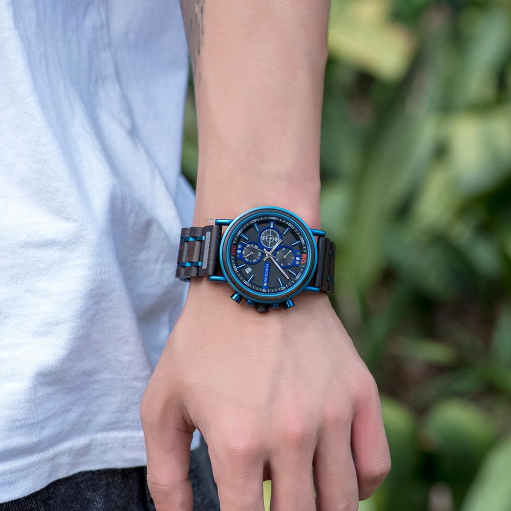 Bobo Bird-🌳reloj de cuarzo para hombre, cronógrafo de pulsera luminoso,
