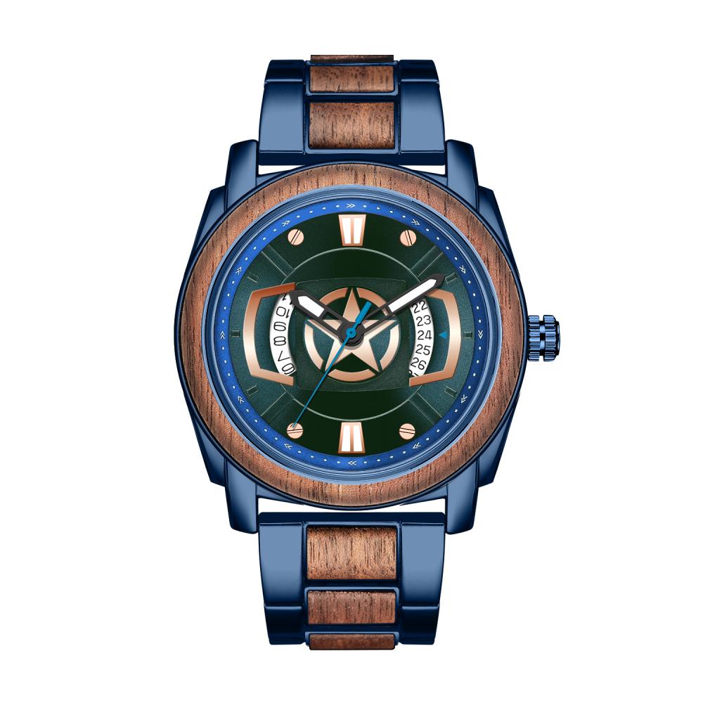 Reloj de pulsera de madera de sándalo para hombre, cronógrafo de cuarzo con calendario y fecha, correa de madera Real completa, multifunción