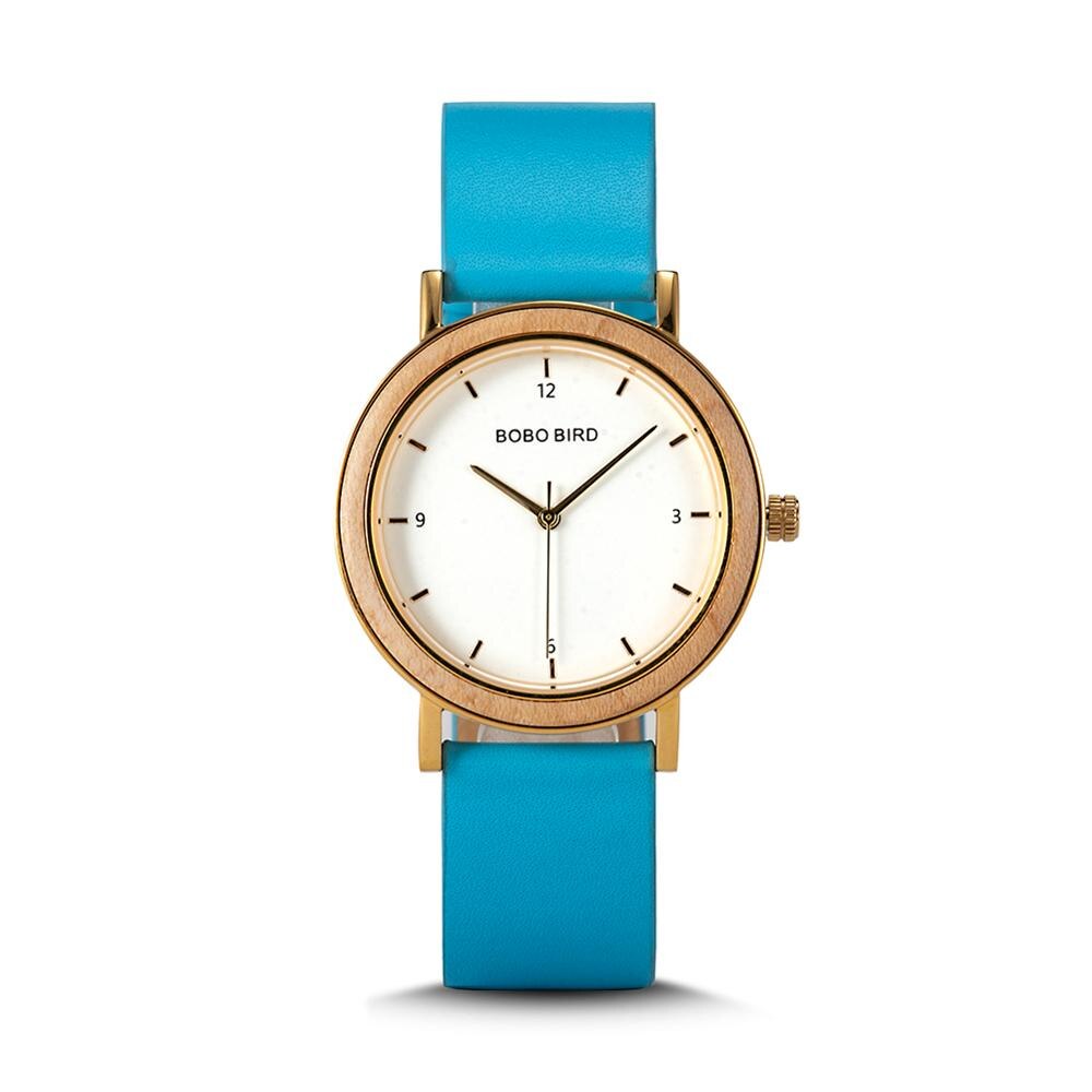 BOBO BIRD-reloj de madera ultrafino para mujer, accesorio de pulsera de cuarzo con movimiento japonés, correa de cuero auténtico, color dorado, 6,5mm
