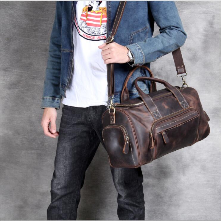 MAHEU bolsa de viaje de cuero genuino para hombre bolso de viaje de negocios para exteriores color