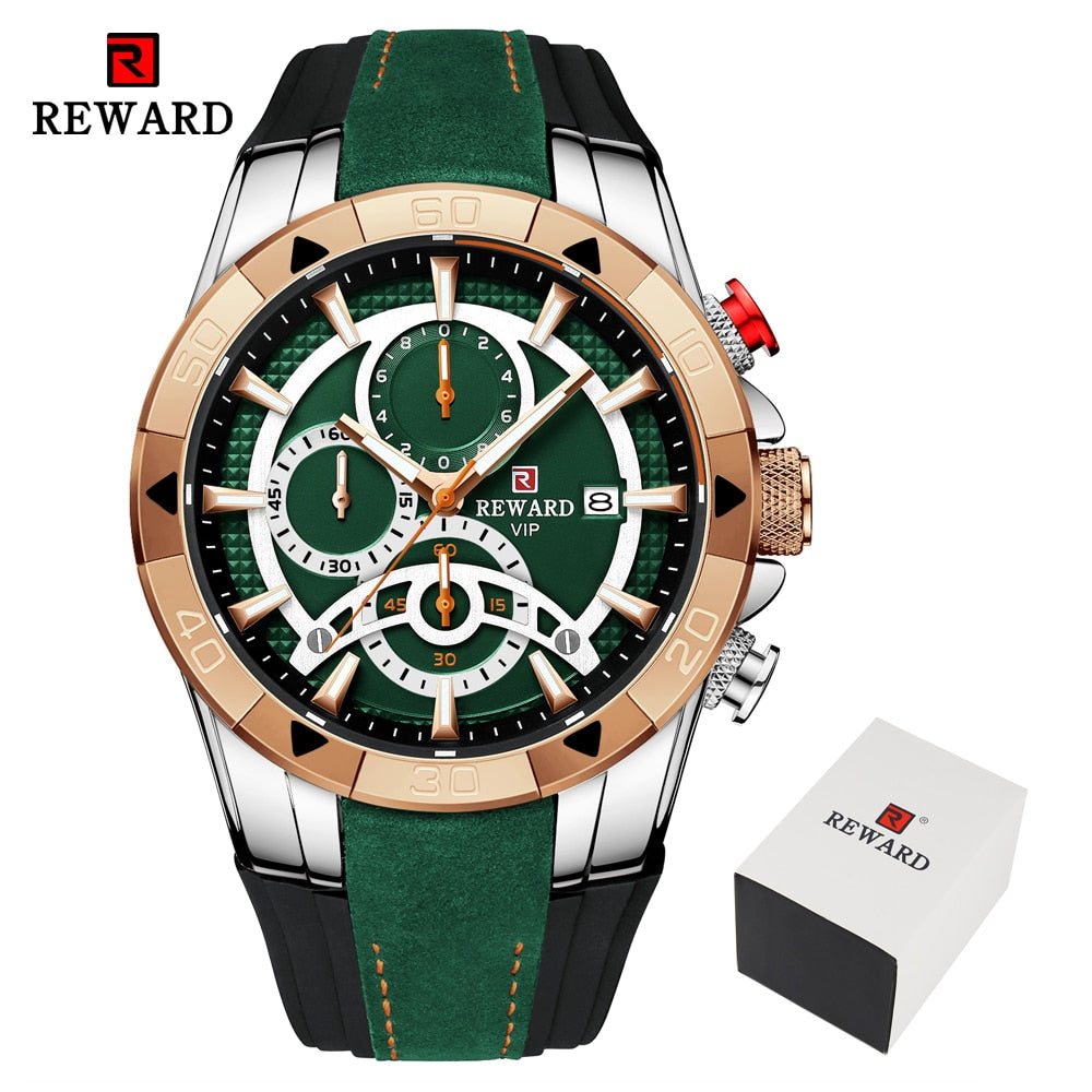 REWARD Fashion Blue Men Watches! ⌚️💦 Marca de lujo con cronógrafo, resistente al agua, y esfera grande. 💙🏆 Reloj de cuarzo deportivo para hombres, ¡novedad de 2023! 🆕👨‍🎤