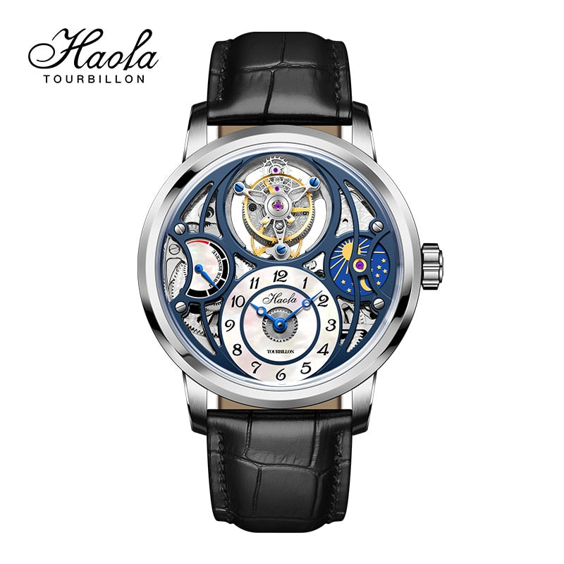 Haofa-reloj Mecnico Con Movimiento Tourbillon Para Hombre Crongrafo Masculino Con Zafiro Moonphase Tourbillon 2022 - Relojes Mecnicos -