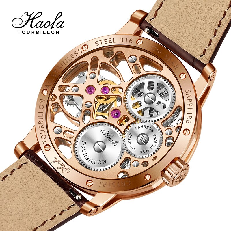Haofa-reloj mecánico de Tourbillon para hombre, accesorio de pulsera con movimiento hueco, de lujo, con zafiro volador, de negocios, 1940